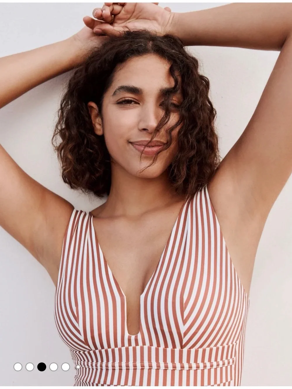 NEXT Swim Rose/White Stripe Plunge Shaping Tummy Control Swimsuit